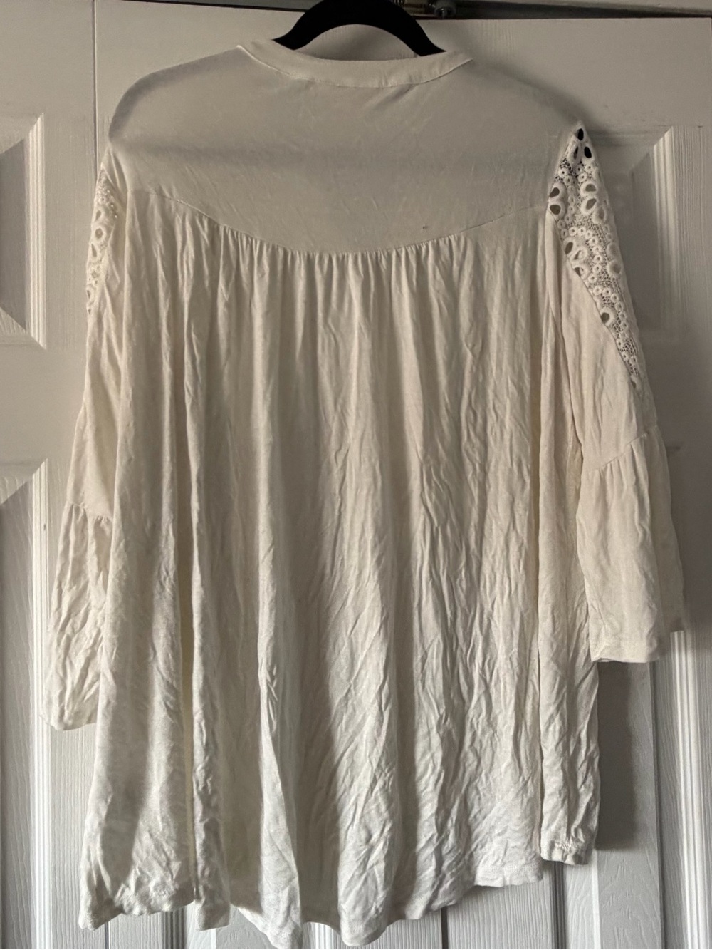 Style & Co. Ivory Crochet Lace Peasant Top - Picture 2 of 4